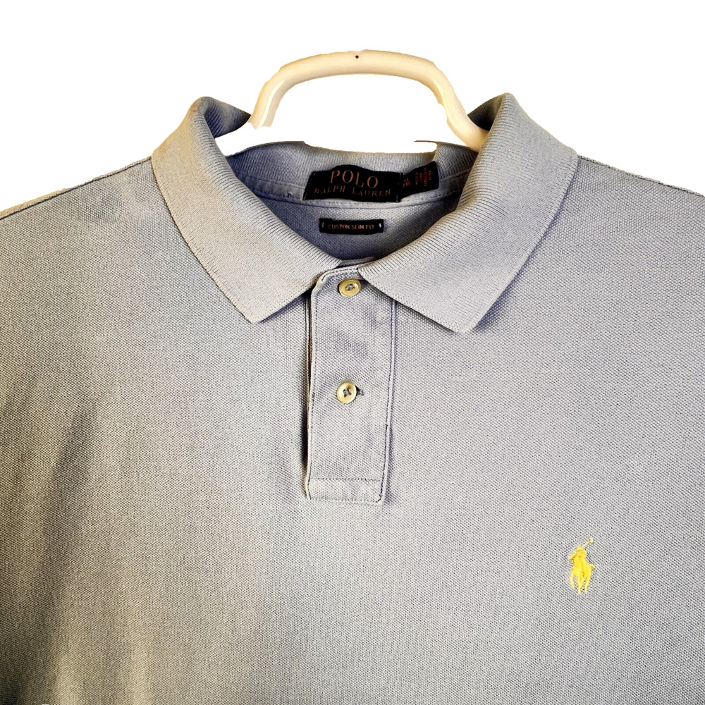 Polo Ralph Lauren Men's XL Slim Fit Light Blue Polo Golf Shirt Preppy Classic